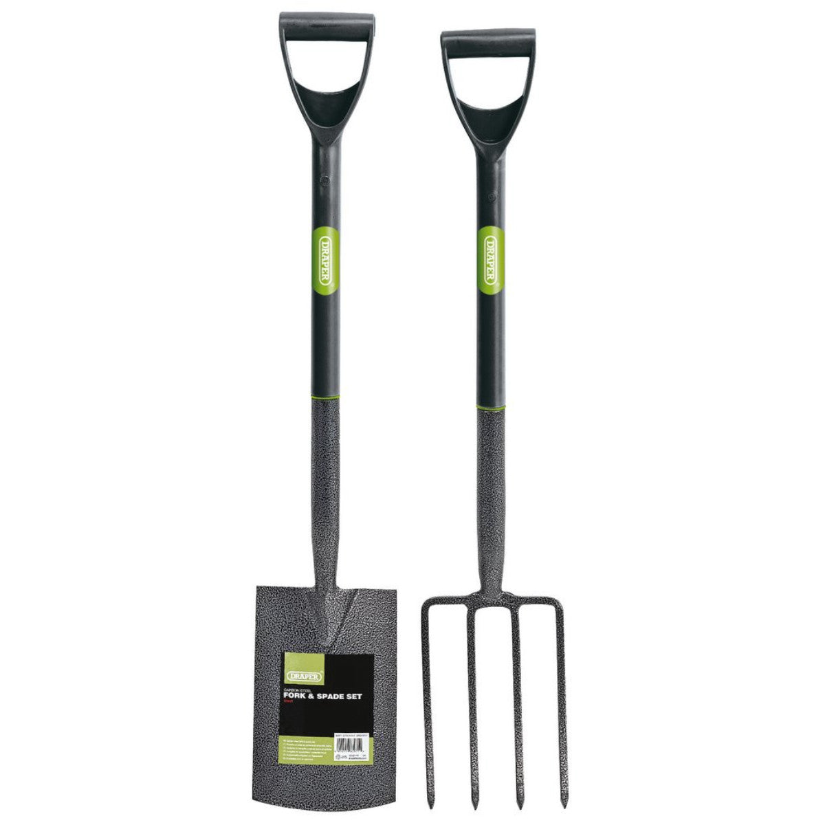 Draper Carbon Steel Garden Fork and Spade Set, Black 83971