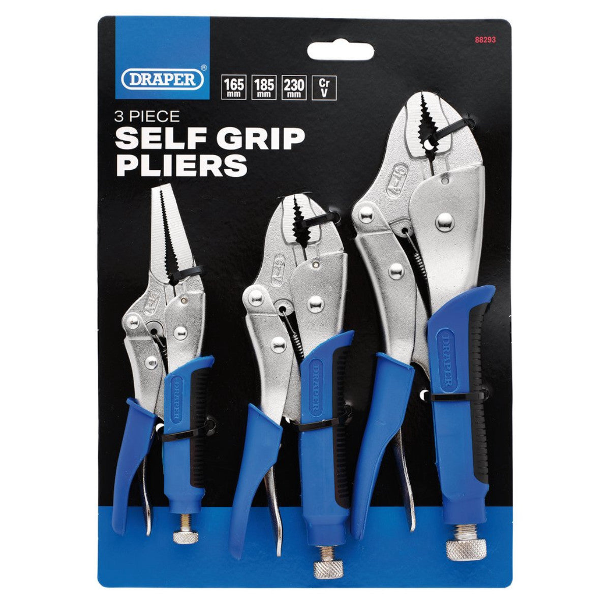 Draper Soft Grip Self Grip Pliers Set (3 Piece) 88293