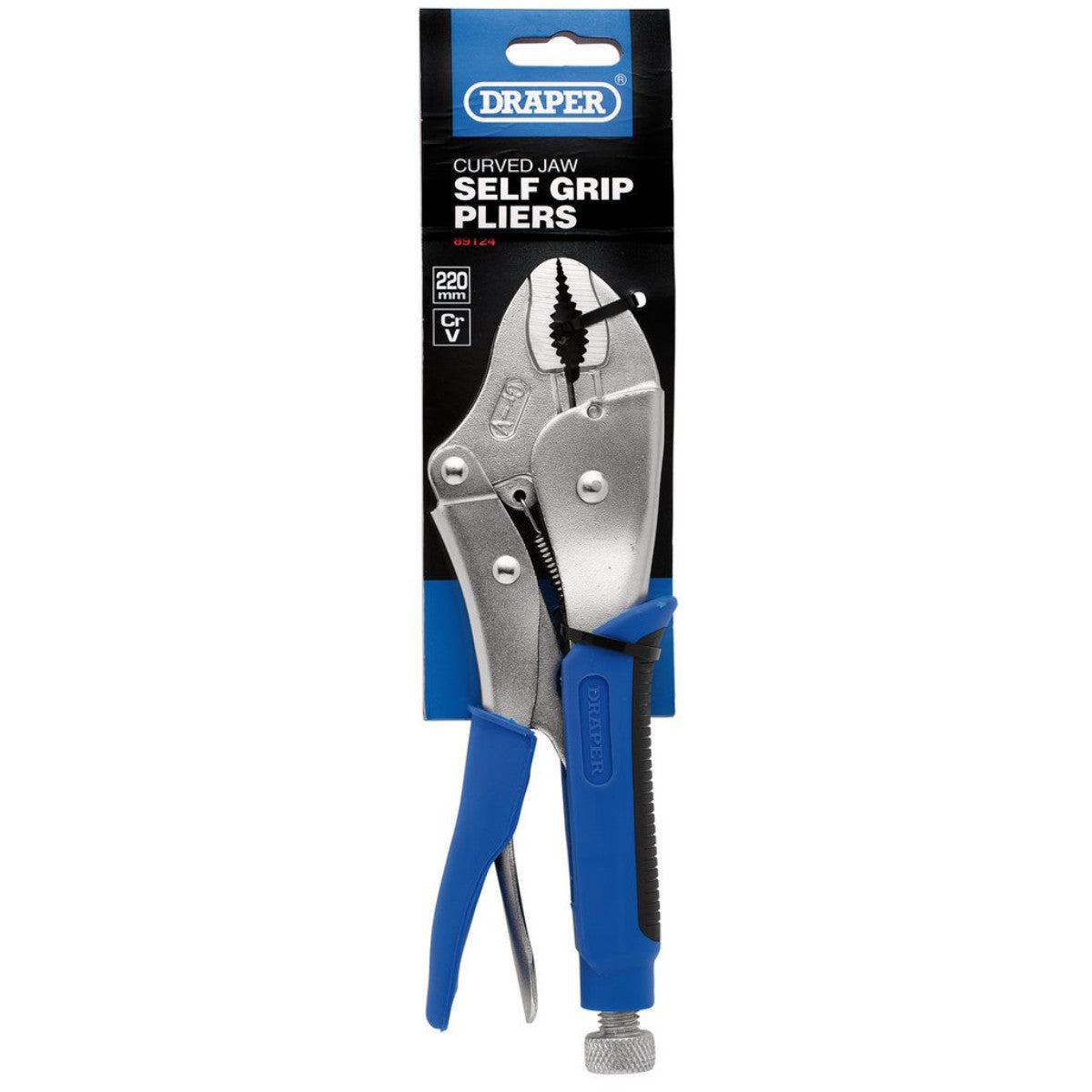 Draper Soft Grip Curved Jaw Self Grip Pliers, 220mm 89124