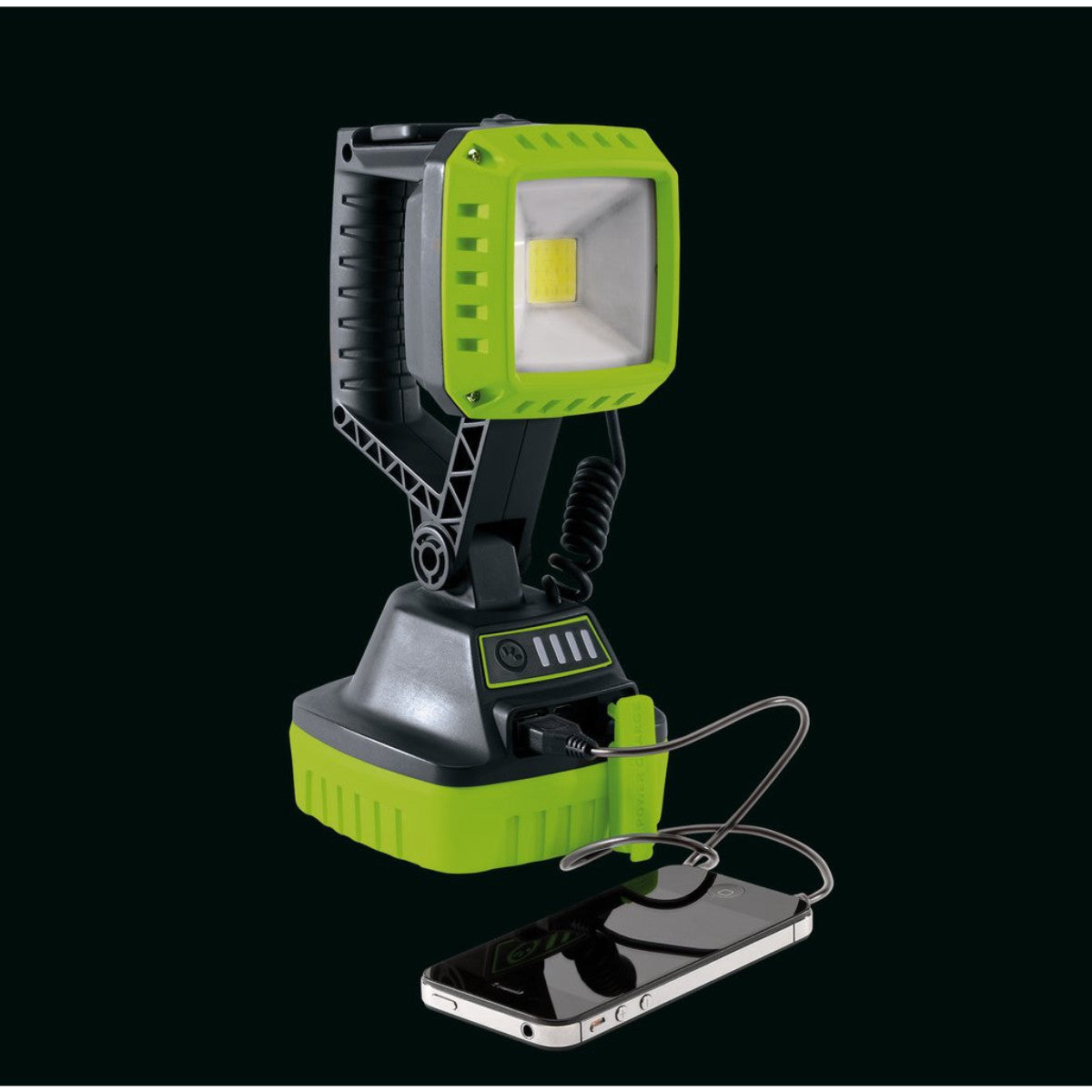 Draper COB LED Rechargeable Work Light, 10W, 1,000 Lumens, Green, 2 x 2.2Ah Batteries 90033