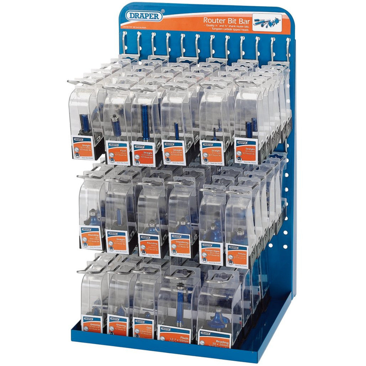 Draper Router Bit Dispenser Complete with 98 Assorted Router Bits 90862