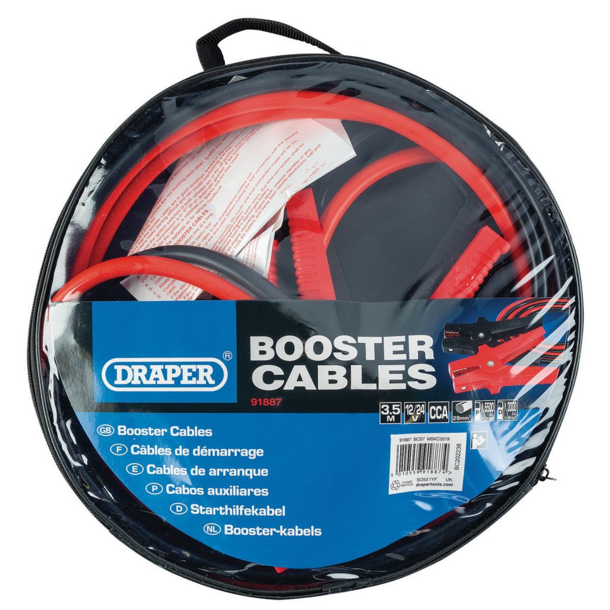 Draper Jump Leads, 3.5m x 29mm² 91887