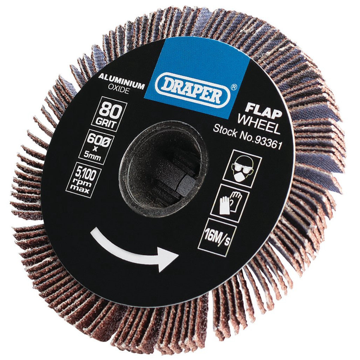 Draper Aluminium Oxide Flap Wheel, 5 x 60mm, 80 Grit 93361