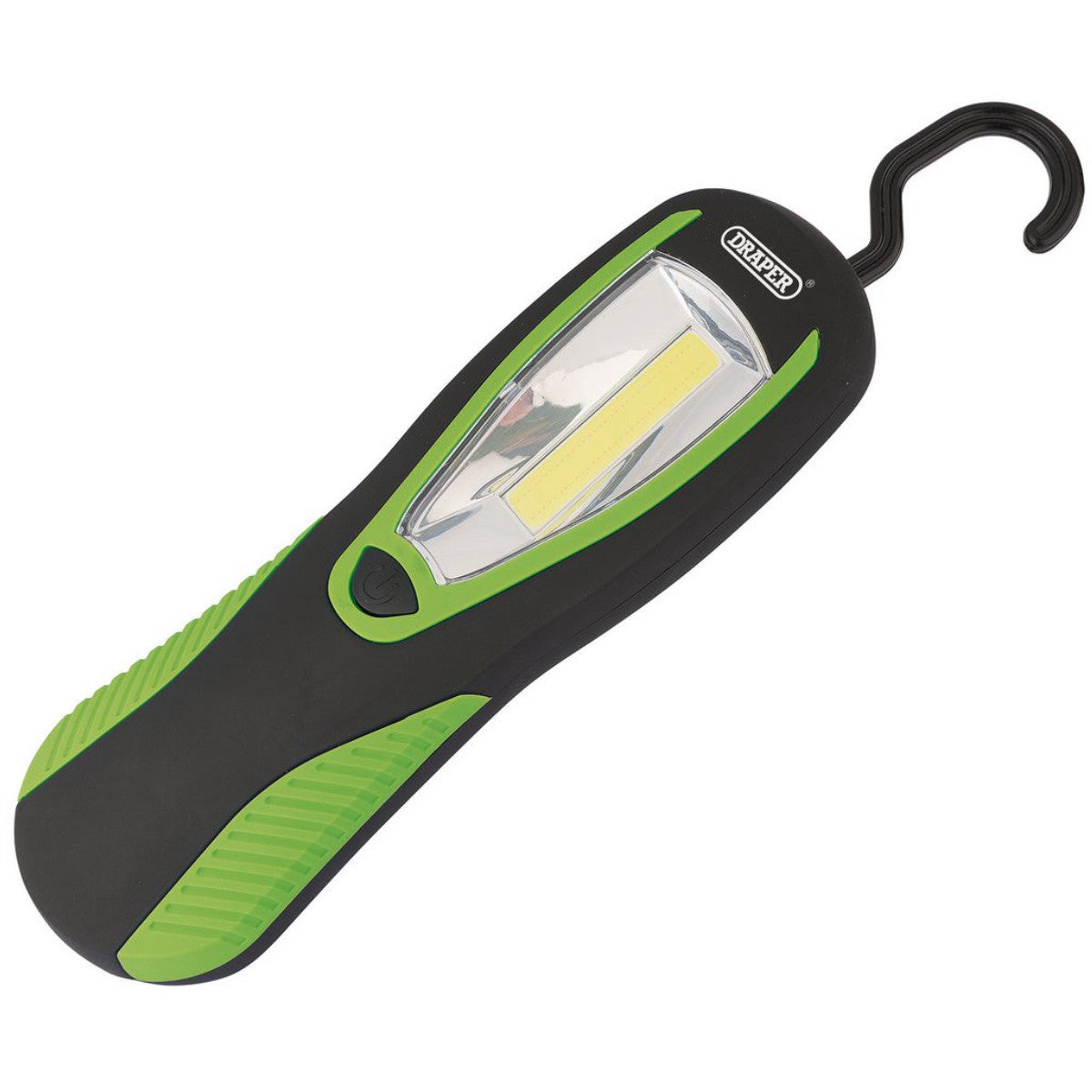 Draper COB LED Work Light with Magnetic Back and Hanging Hook, 3W, 200 Lumens, Green, 3 x AA Batteries Supplied 94520