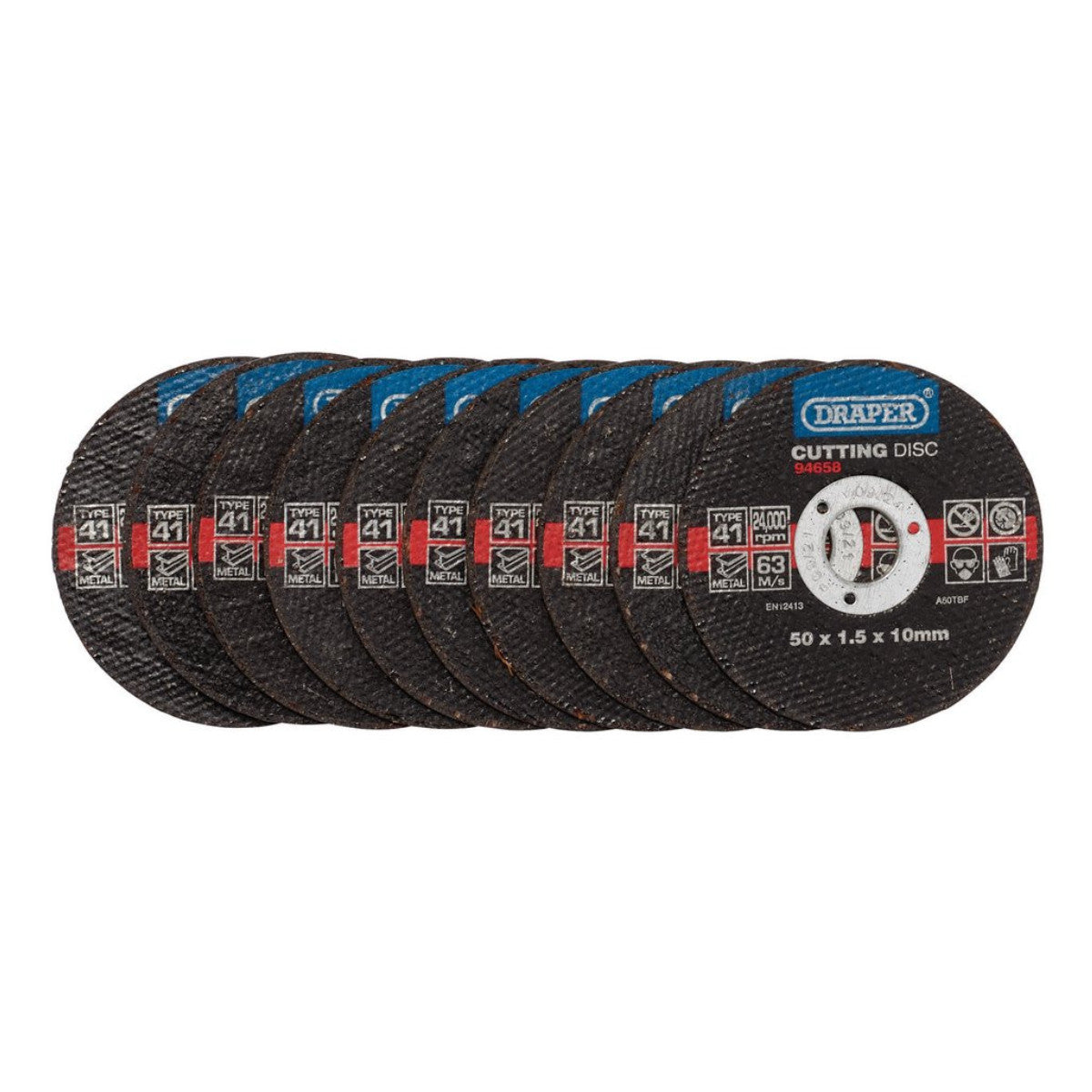 Draper Metal Cutting Discs, 50 x 1.5 x 10mm (Pack of 10) 94658
