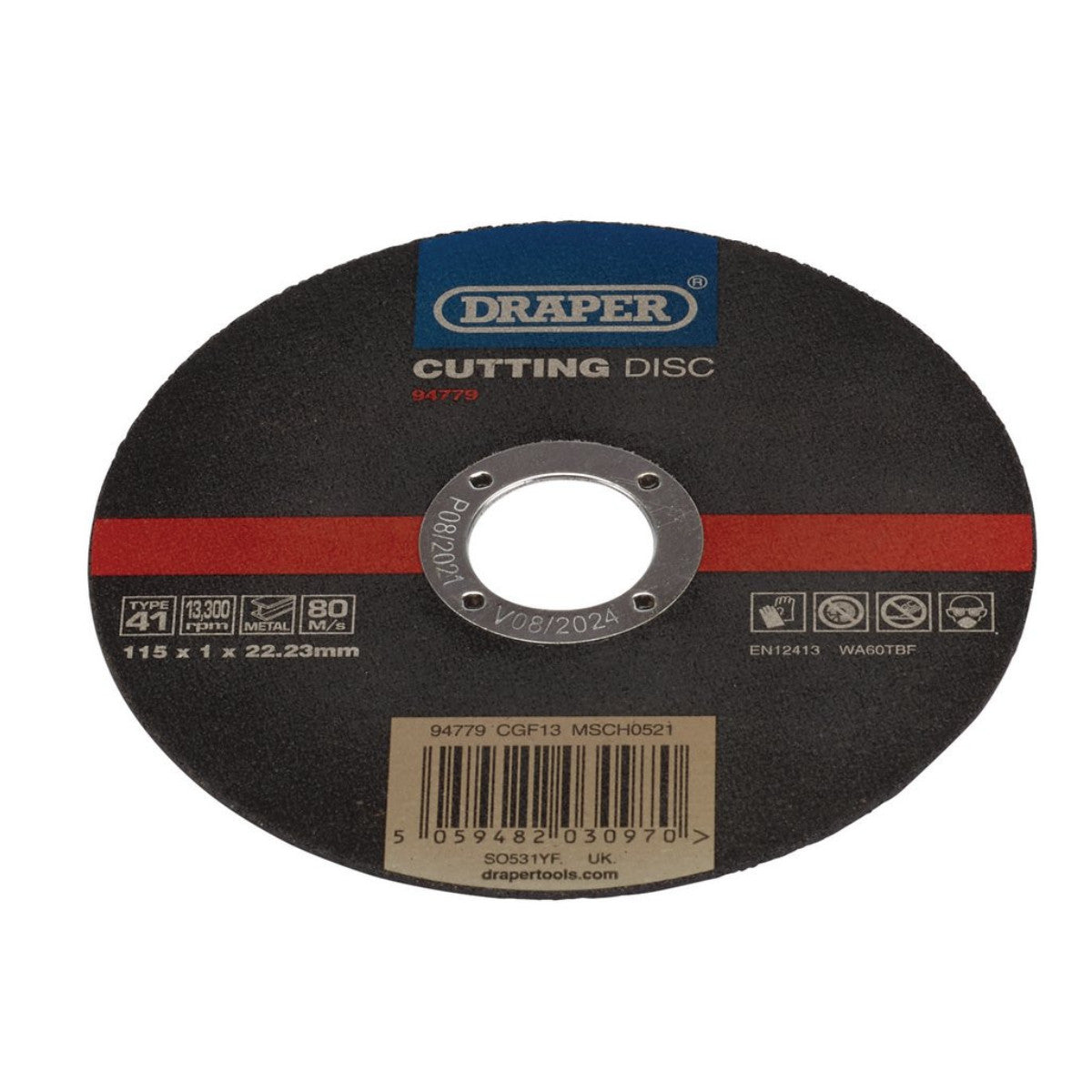 Draper Stainless-Steel/Inox Metal Cutting Disc, 115 x 1 x 22.23mm 94779