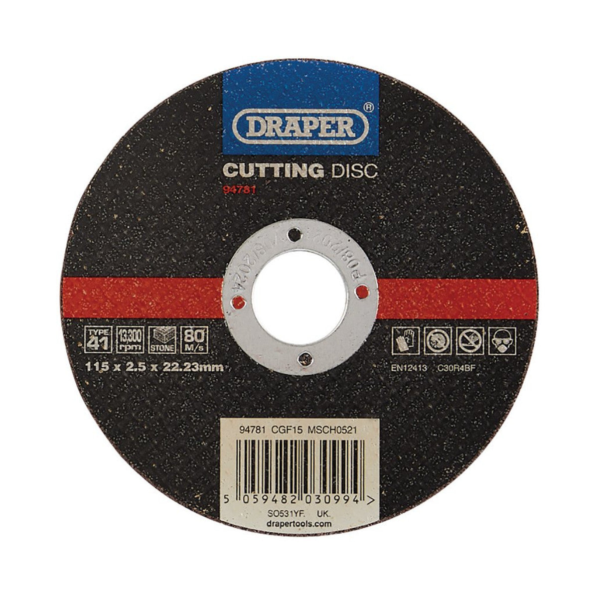 Draper Flat Stone Cutting Disc, 115 x 2.5 x 22.23mm 94781