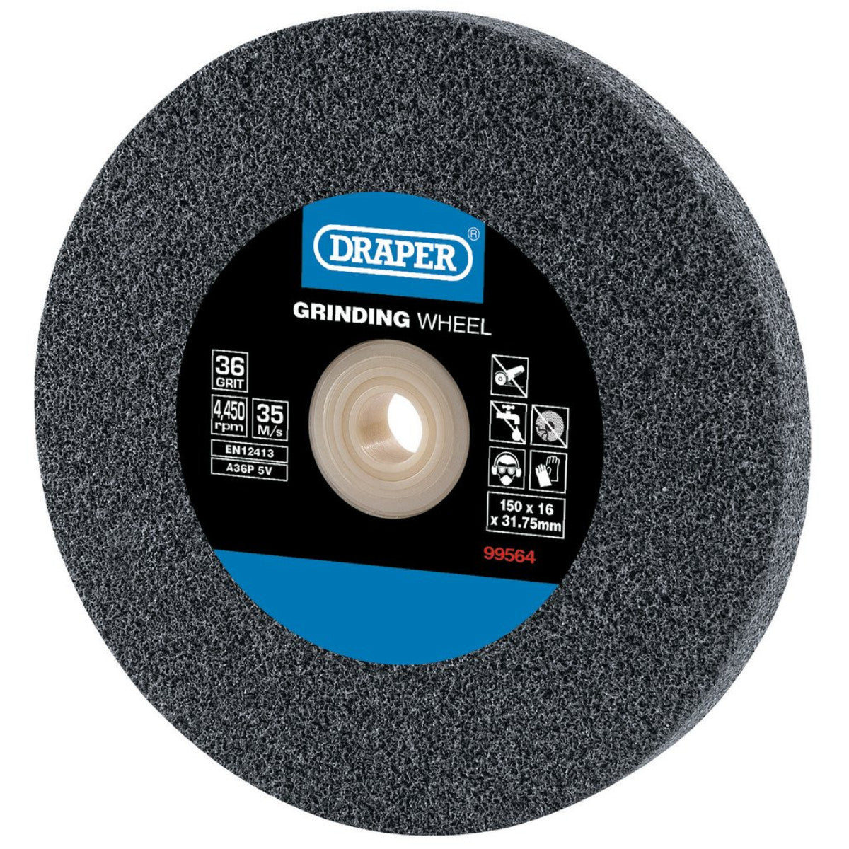Draper Aluminium Oxide Bench Grinding Wheel, 150 x 16mm, 36 Grit 99564