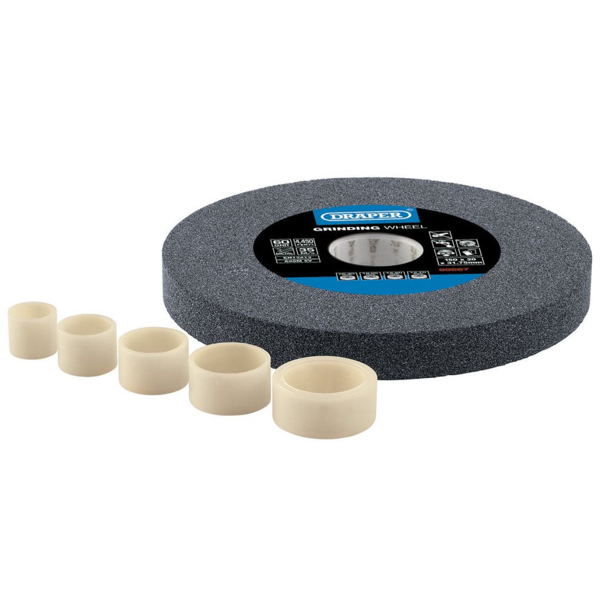 Draper Aluminium Oxide Bench Grinding Wheel, 150 x 20mm, 60 Grit 99567