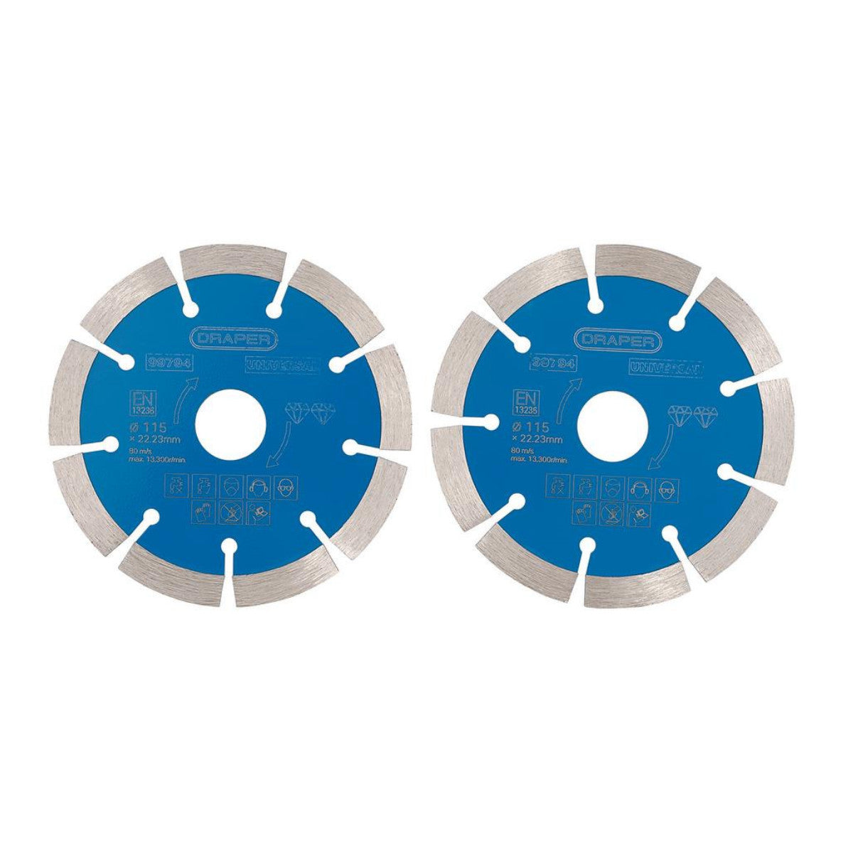 Draper Segmented Diamond Blade, 115mm (Pack of 2) 99794