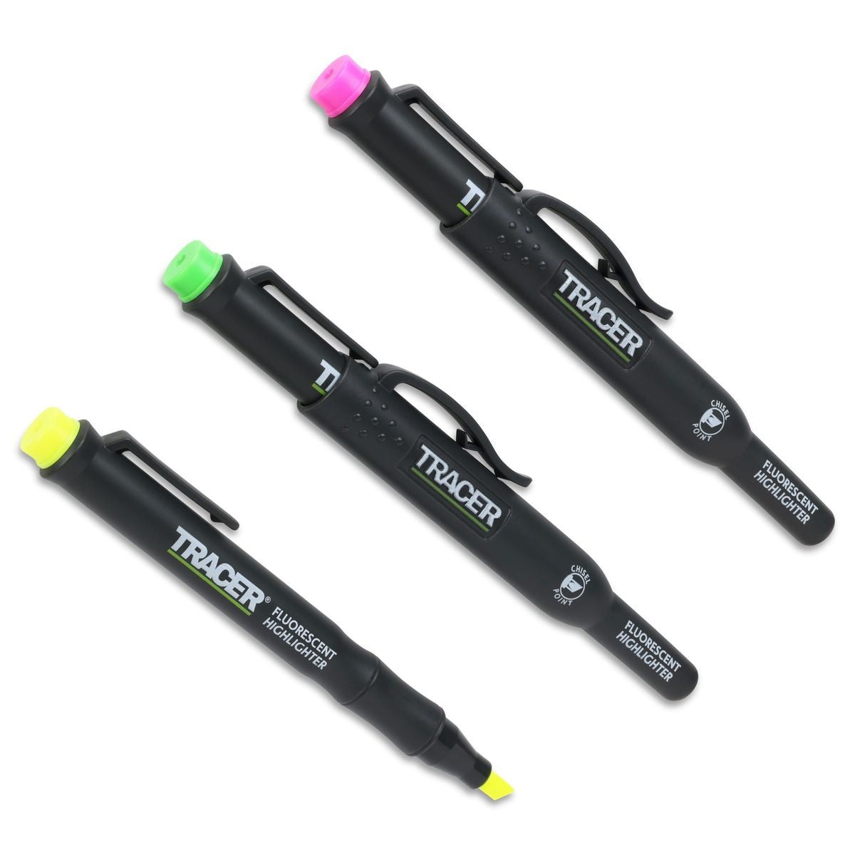 TRACER Fluorescent Highlighter Kit (Green, Yellow, Pink) (plastic free) AFH-MK3-PF