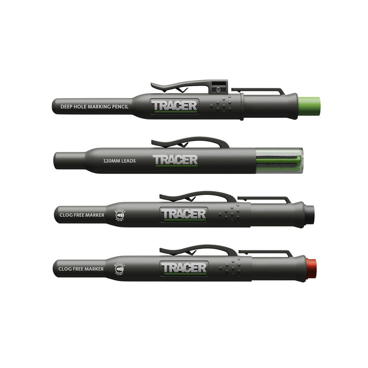 TRACER Marking Kit - Deep Hole Pencil, ALH1 Lead set and 2 Clog Free Markers with Holsters AMK4