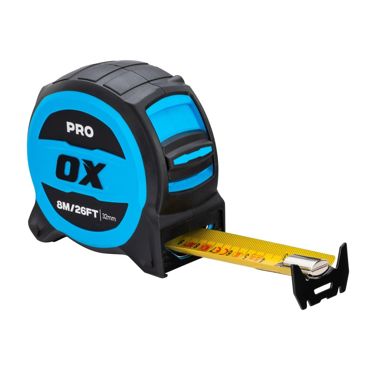 OX 8m/26ft Tuff Blade Tape Measure - Magnetic Dual Hook & 32mm Wide Blade OX-P506408