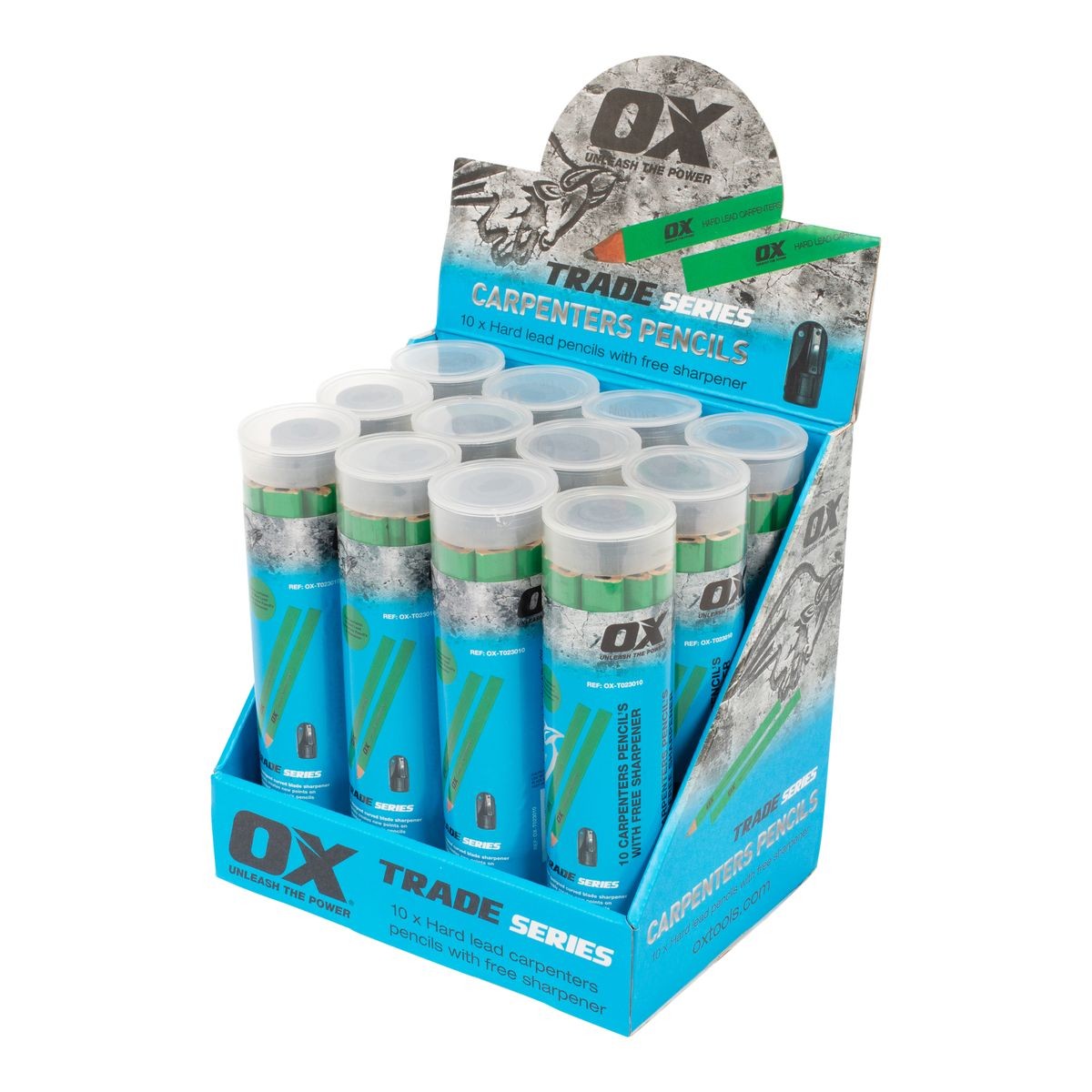 OX Hard Green Carpenters Pencils - 10pk (Display Box) OX-T023010