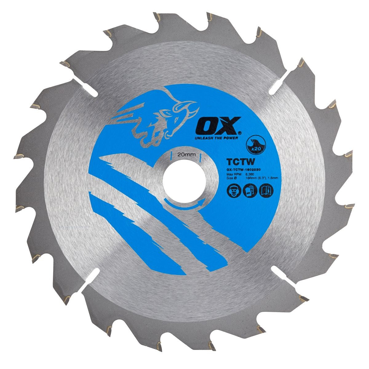 OX Wood Cutting Circular Saw Blade 160/20mm, 20 Teeth ATB OX-TCTW-1602020