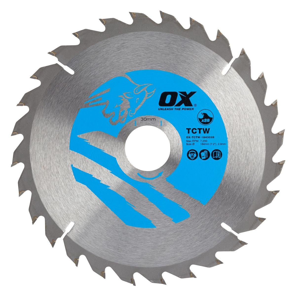 OX Wood Cutting Circular Saw Blade 184/30mm, 28 Teeth ATB OX-TCTW-1843028