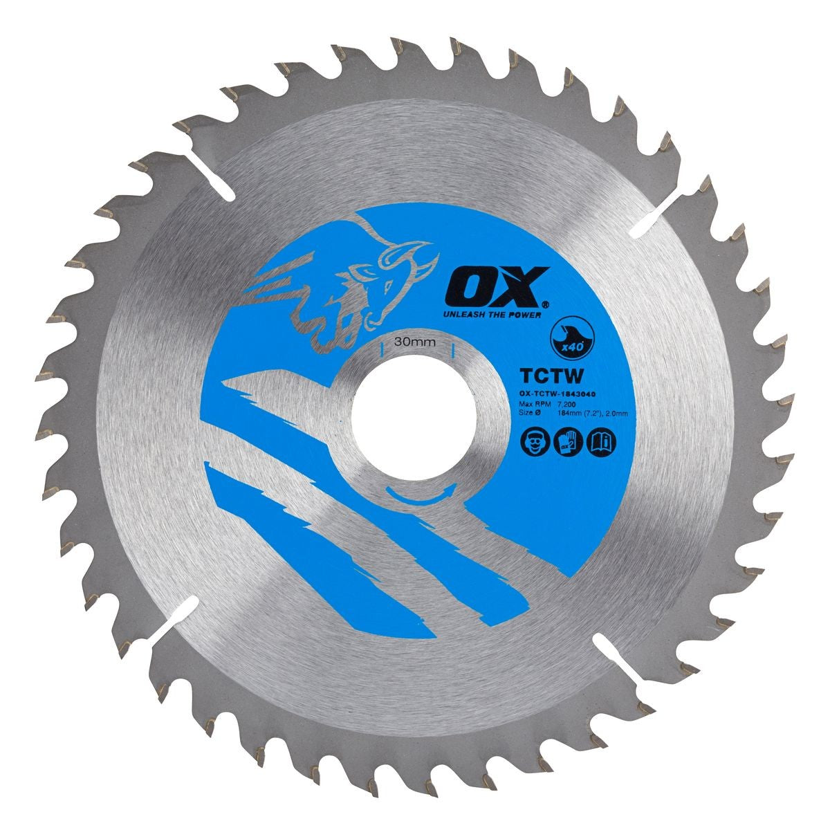 OX Wood Cutting Circular Saw Blade 184/30mm, 40 Teeth ATB OX-TCTW-1843040