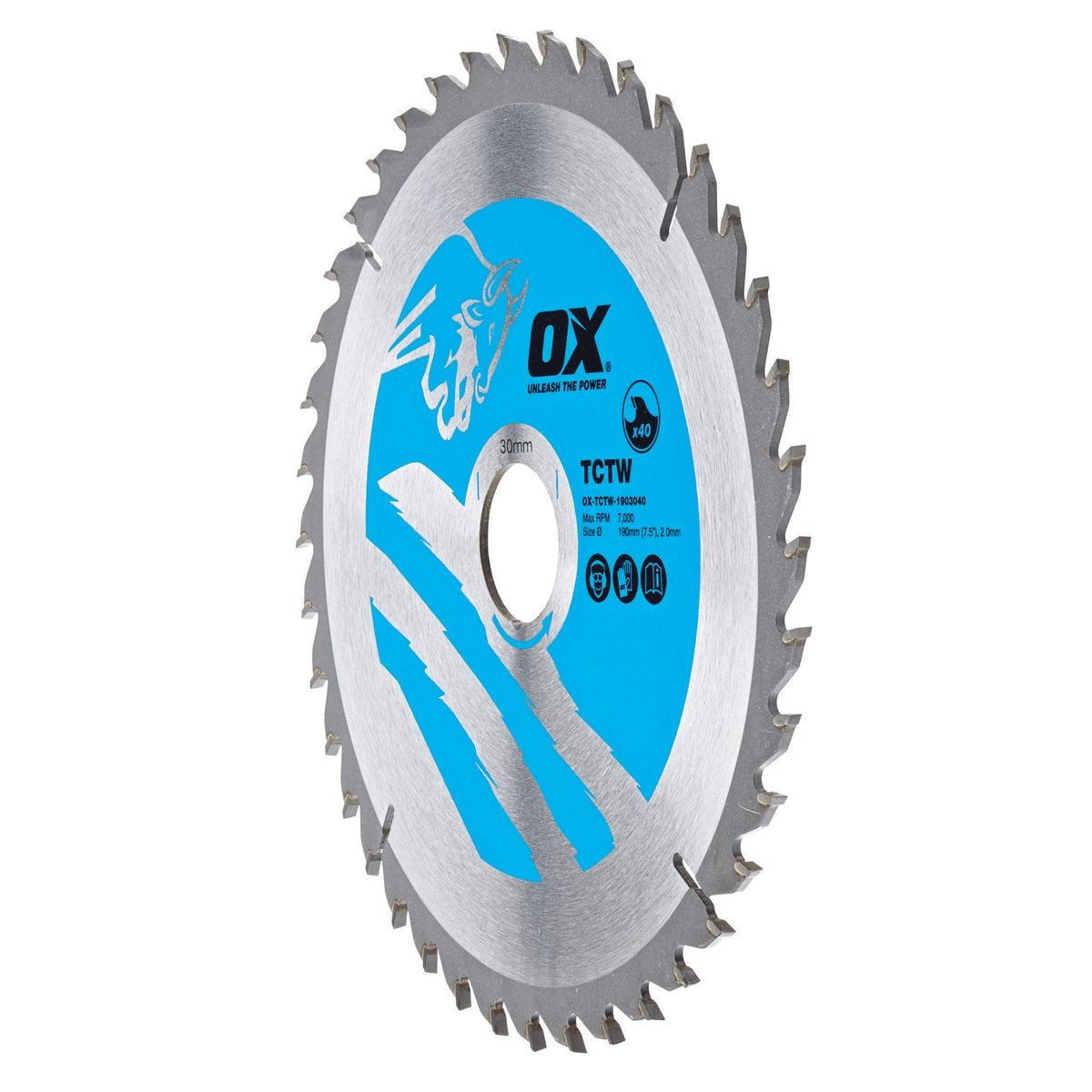 OX Wood Cutting Circular Saw Blade 190/30mm, 40 Teeth ATB OX-TCTW-1903040