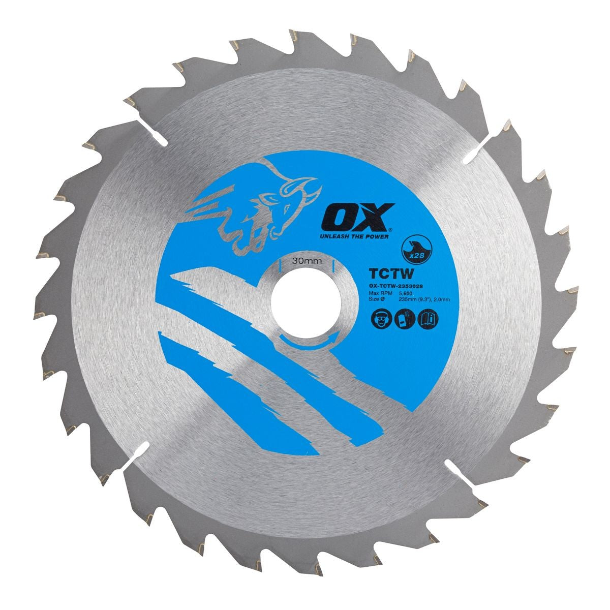 OX Wood Cutting Circular Saw Blade 235/30mm, 28 Teeth ATB OX-TCTW-2353028