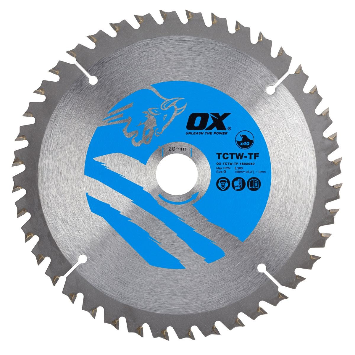 OX Wood Cutting Thin Kerf Circular Saw Blade 160/20mm OX-TCTW-TF-1602040