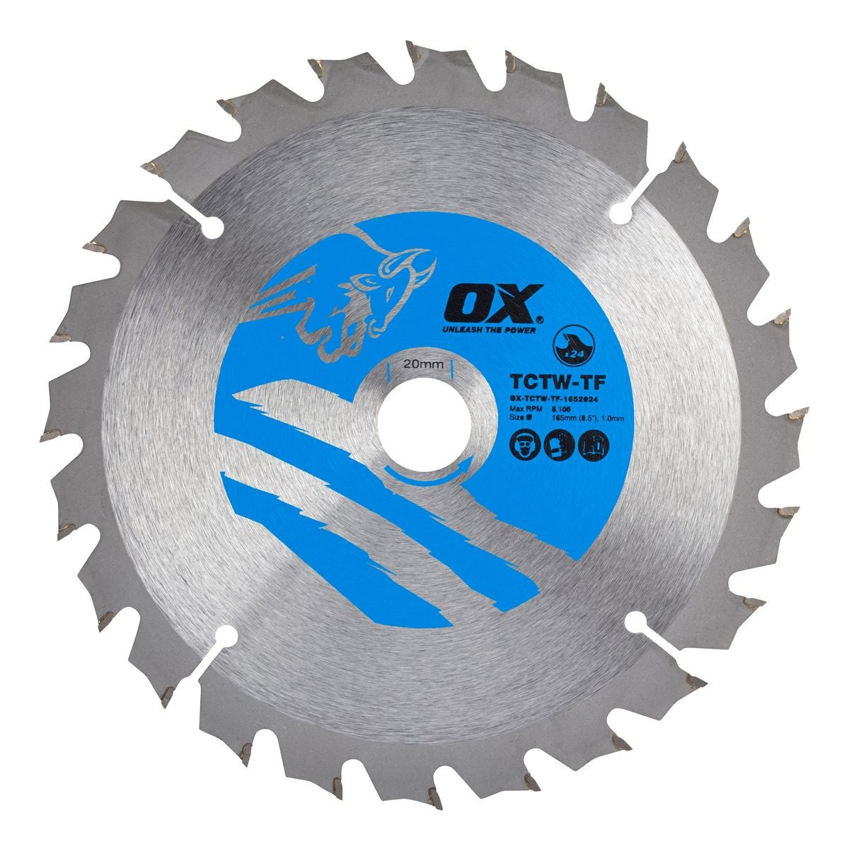 OX Wood Cutting Thin Kerf Circular Saw Blade 165/20mm OX-TCTW-TF-1652024