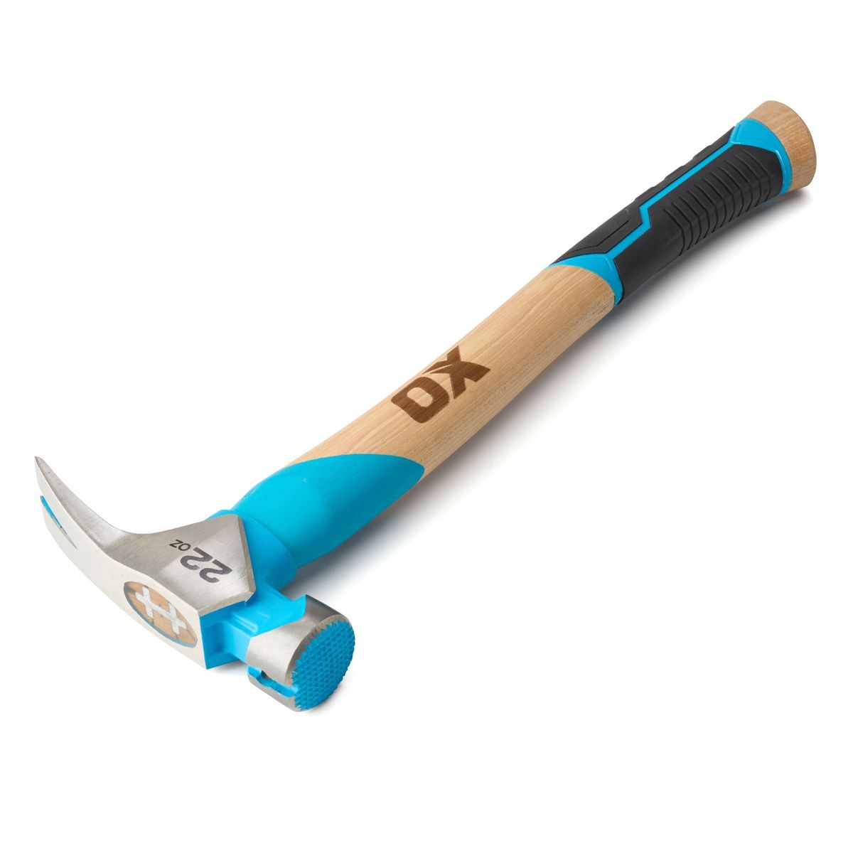 OX Pro 22-Ounce Milled Face Framing Hammer | Straight Hickory Handle w/ TPR Grip OX-P089322