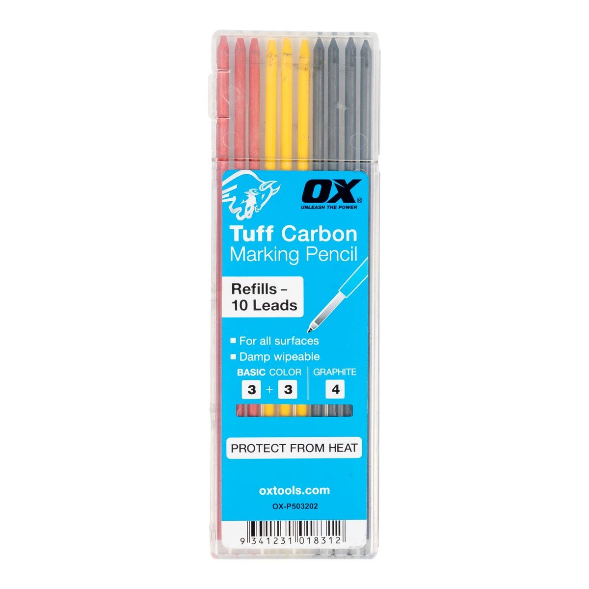 OX Pro Tuff Carbon Pencil Leads - Basic Color & Graphite Lead | 10-Pack OX-P503202