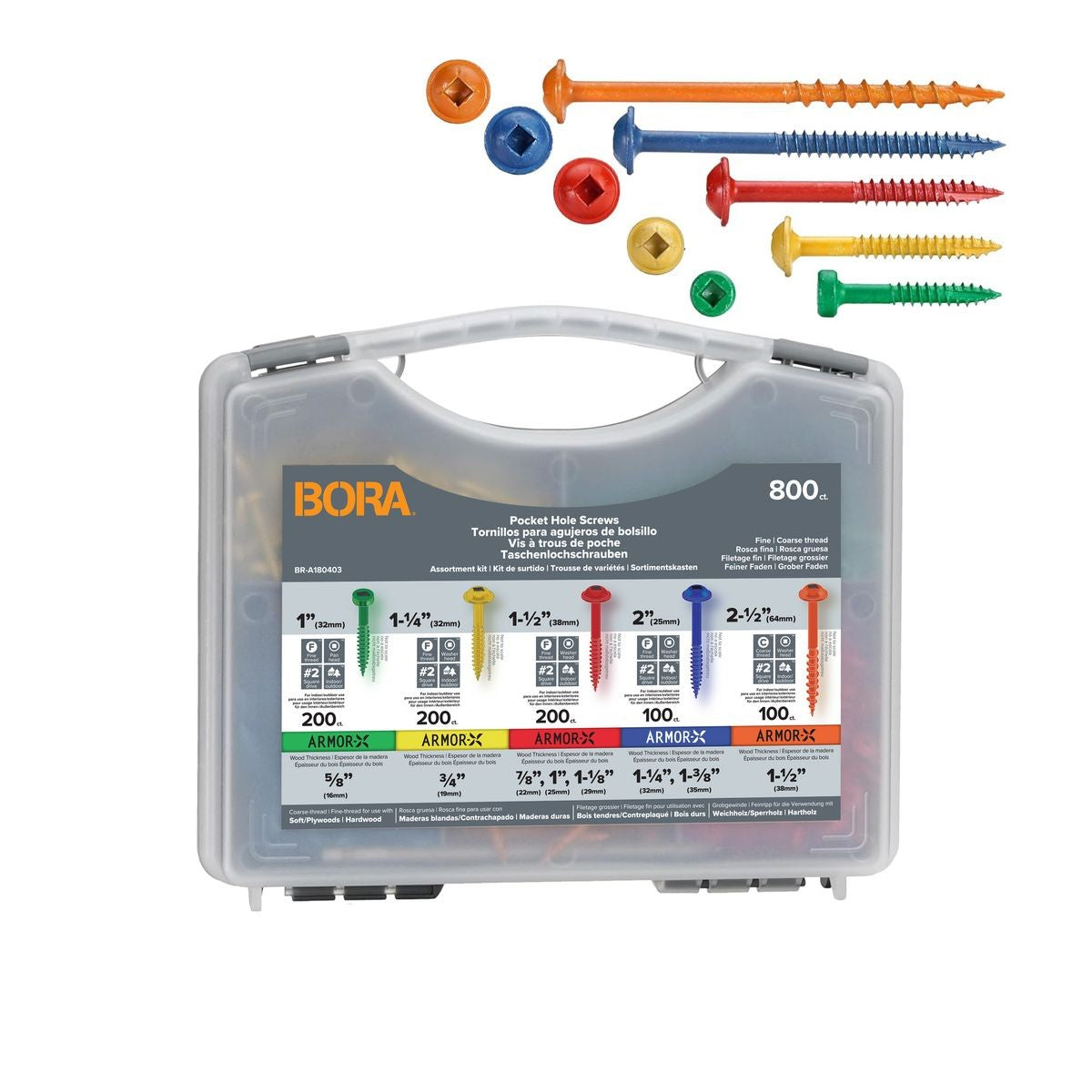 BORA 800-Piece Pocket-Hole Screw Kit BR-A180403