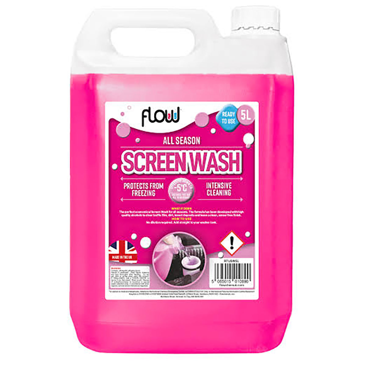 Flow 5L Screen Wash Ready to Use Pink RTUSW5L