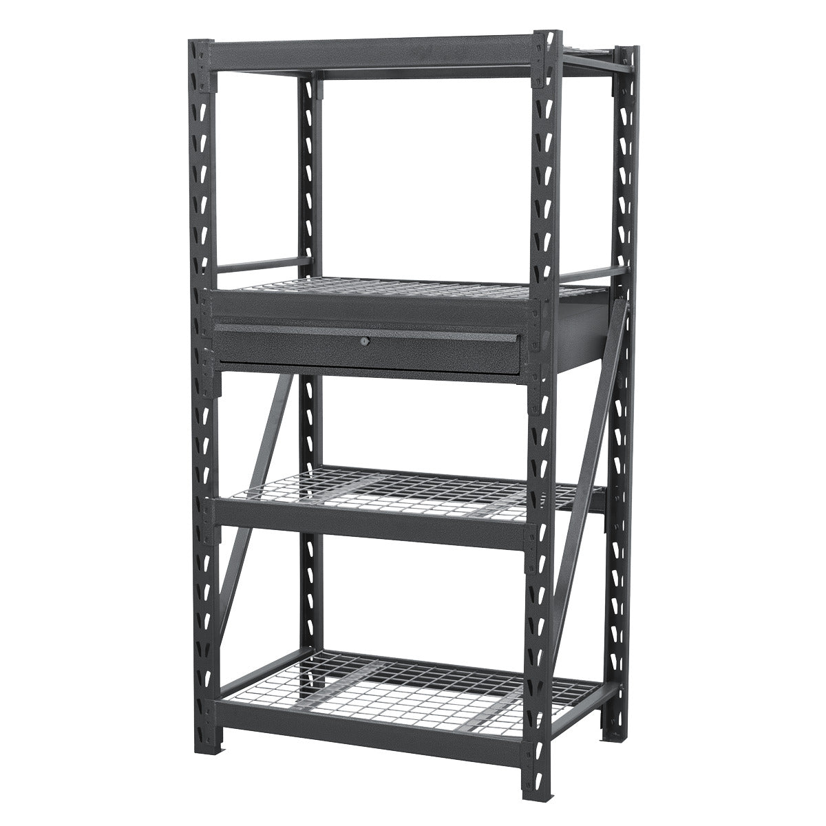 Sealey Heavy-Duty Racking Unit with 4 Mesh Shelves & Single Drawer 640kg Capacity Per Level AP6372COMBO1
