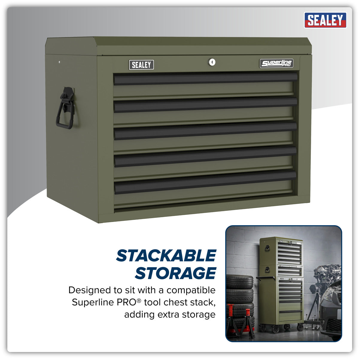 Superline PRO Heavy-Duty Topchest 5 Drawer - Khaki AP26059TK