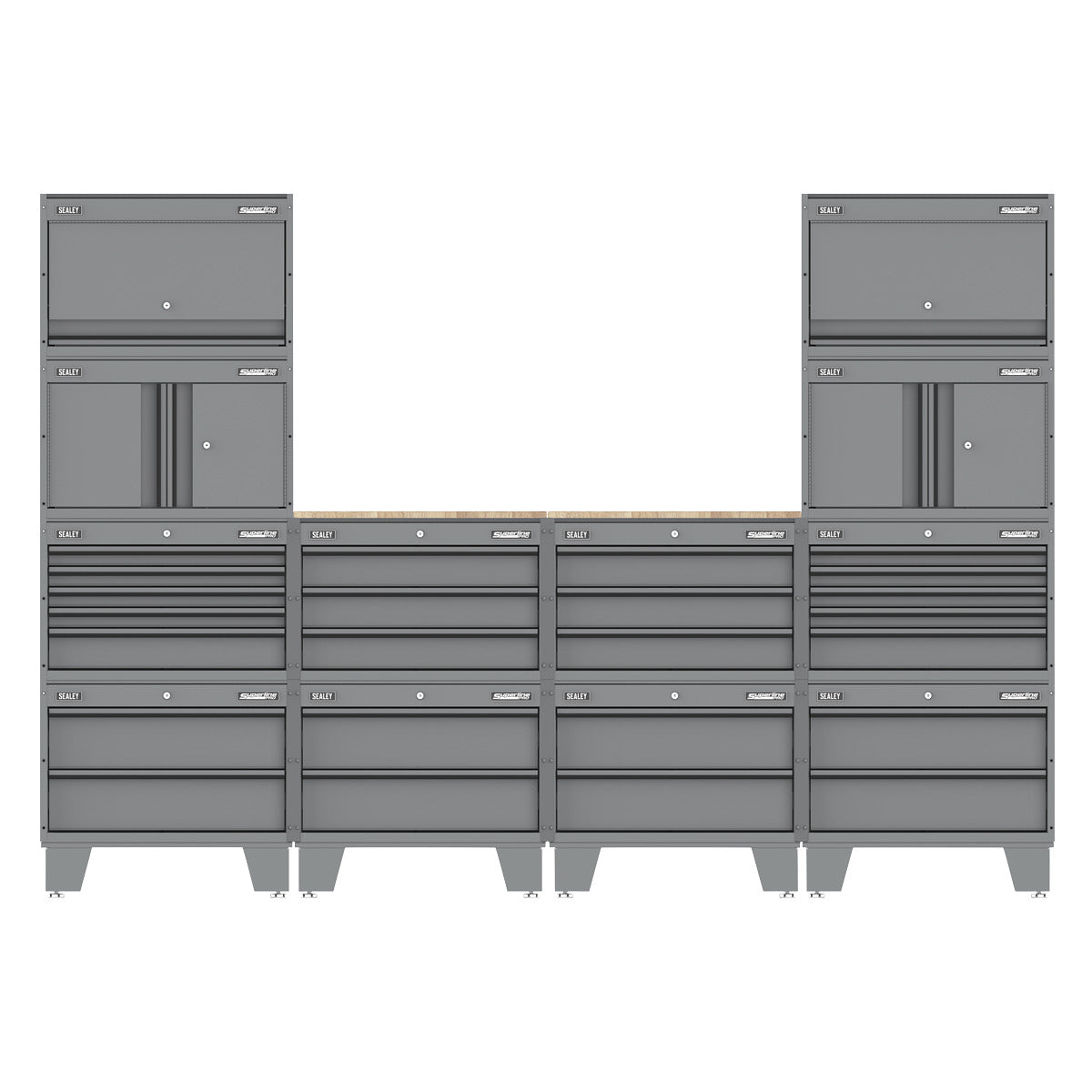 Superline PRO Storage System with Rubber Wood Worktop 2.7m APMSCCOMBO1