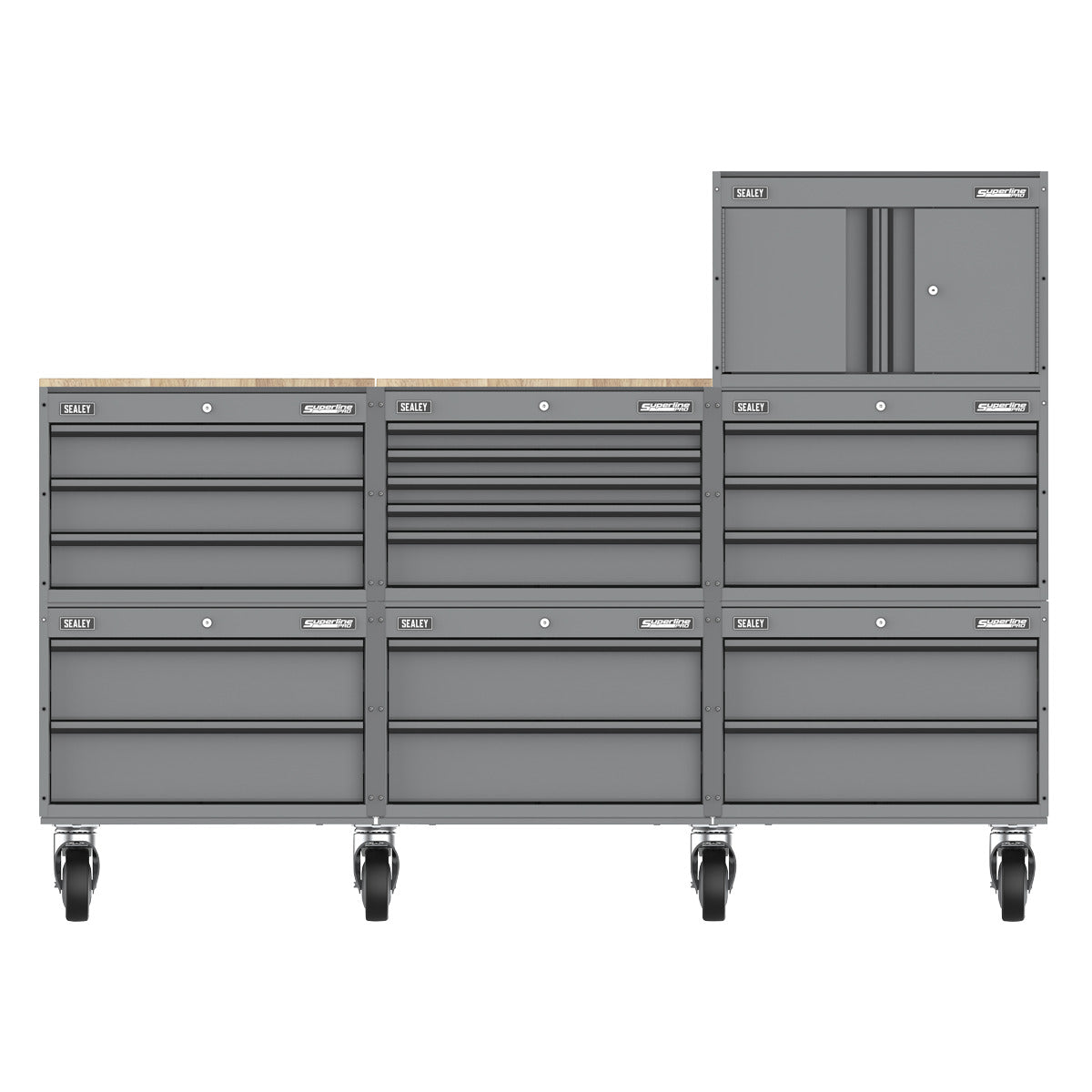 Superline PRO Storage System with Rubber Wood Worktop 2.03m APMSCCOMBO3