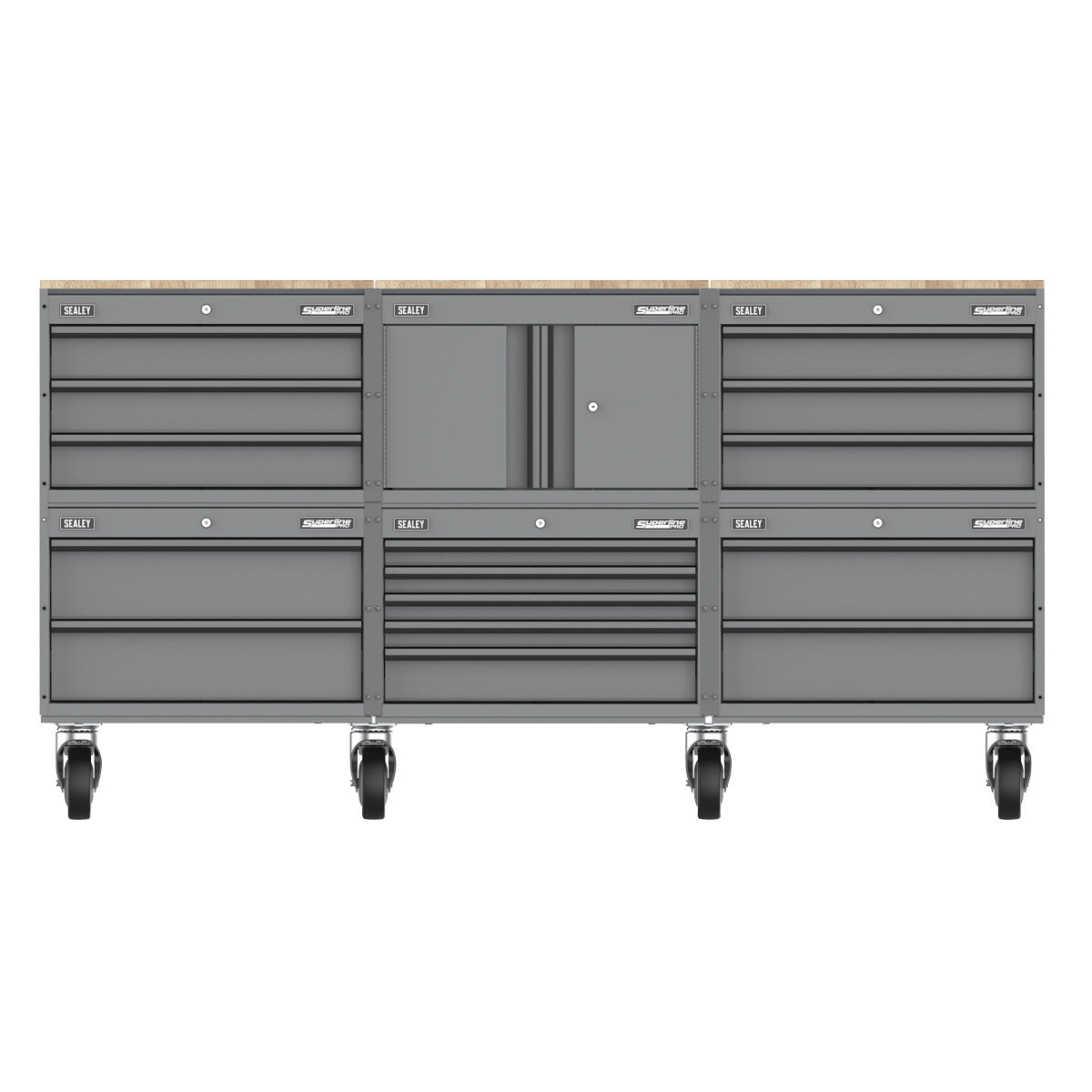 Superline PRO Storage System with Rubber Wood Worktop 2.03m APMSCCOMBO4