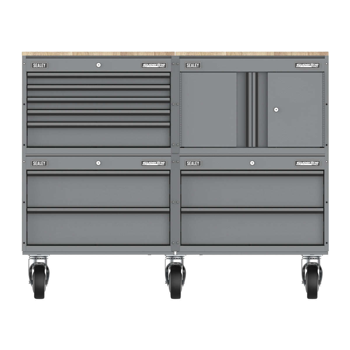 Superline PRO Storage System with Rubber Wood Worktop 1.36m APMSCCOMBO5