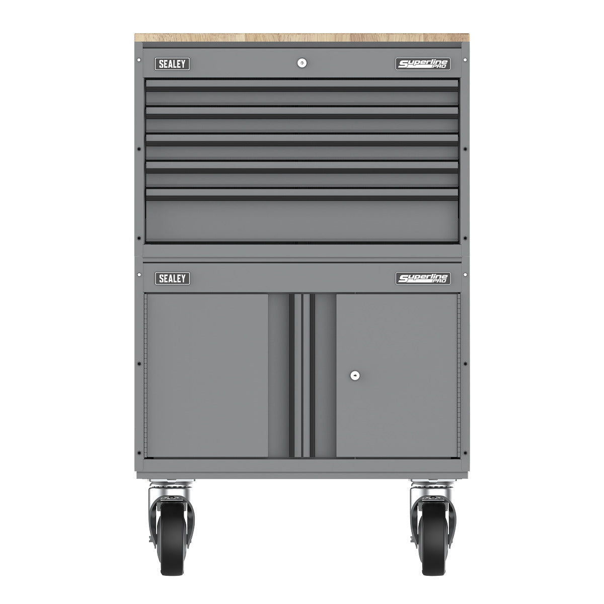 Superline PRO Storage System with Rubber Wood Worktop 678mm APMSCCOMBO7