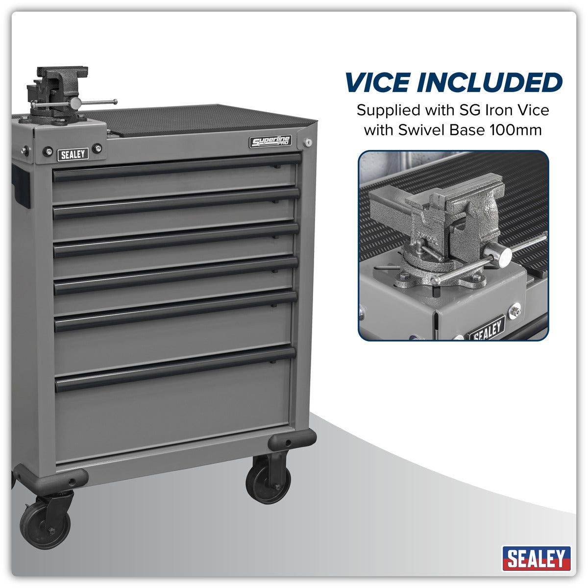 Sealey Superline PRO Rollcab 6 Drawer with SG Swivel Base 100mm Vice APMWS2COMBO