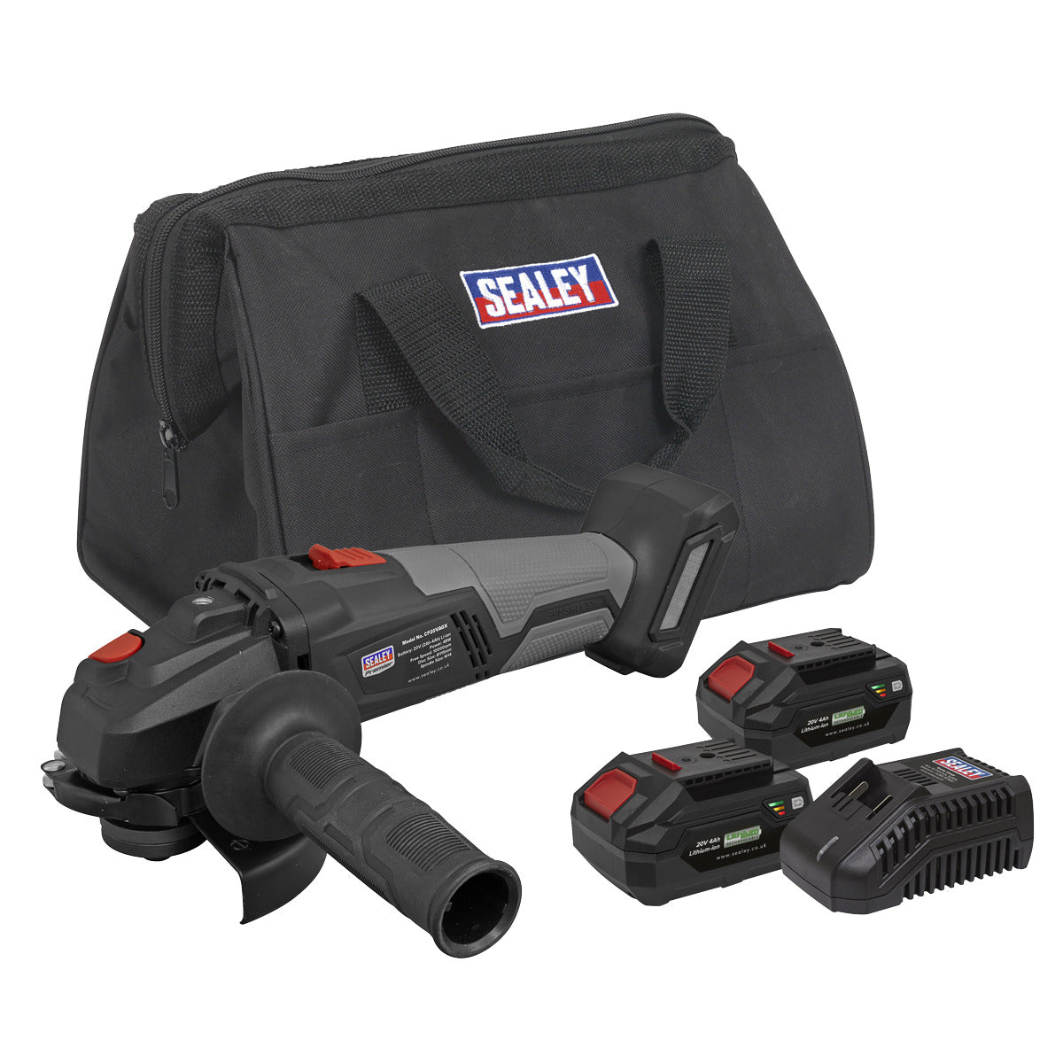 Premier SV20 Series 115mm Brushless Cordless Angle Grinder Kit 20V 4Ah - 2 Batteries & Euro Plug CP20VAGXKITEU