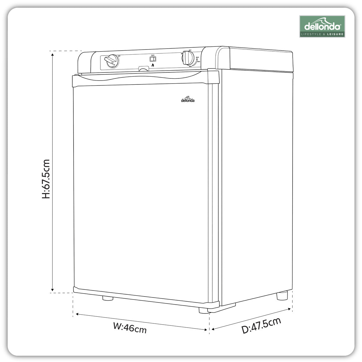 Dellonda 3-Way Fridge 60L DL159