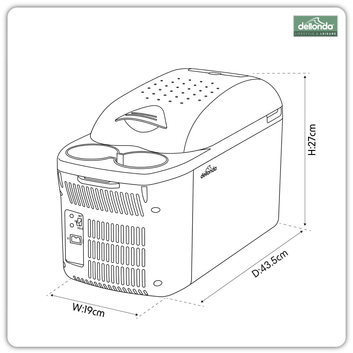 Dellonda 8L Portable Cool Box 12V DL166