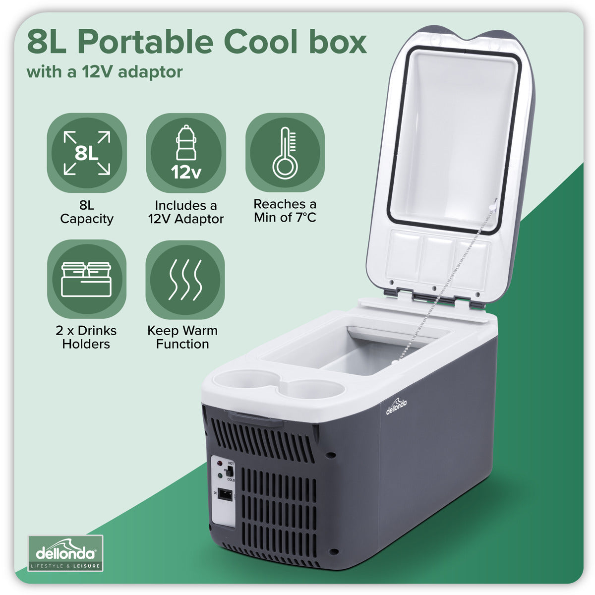 Dellonda 8L Portable Cool Box 12V DL166