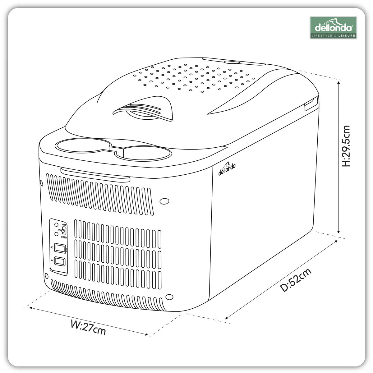 Dellonda 16L Portable Cool Box 12V/230V DL167