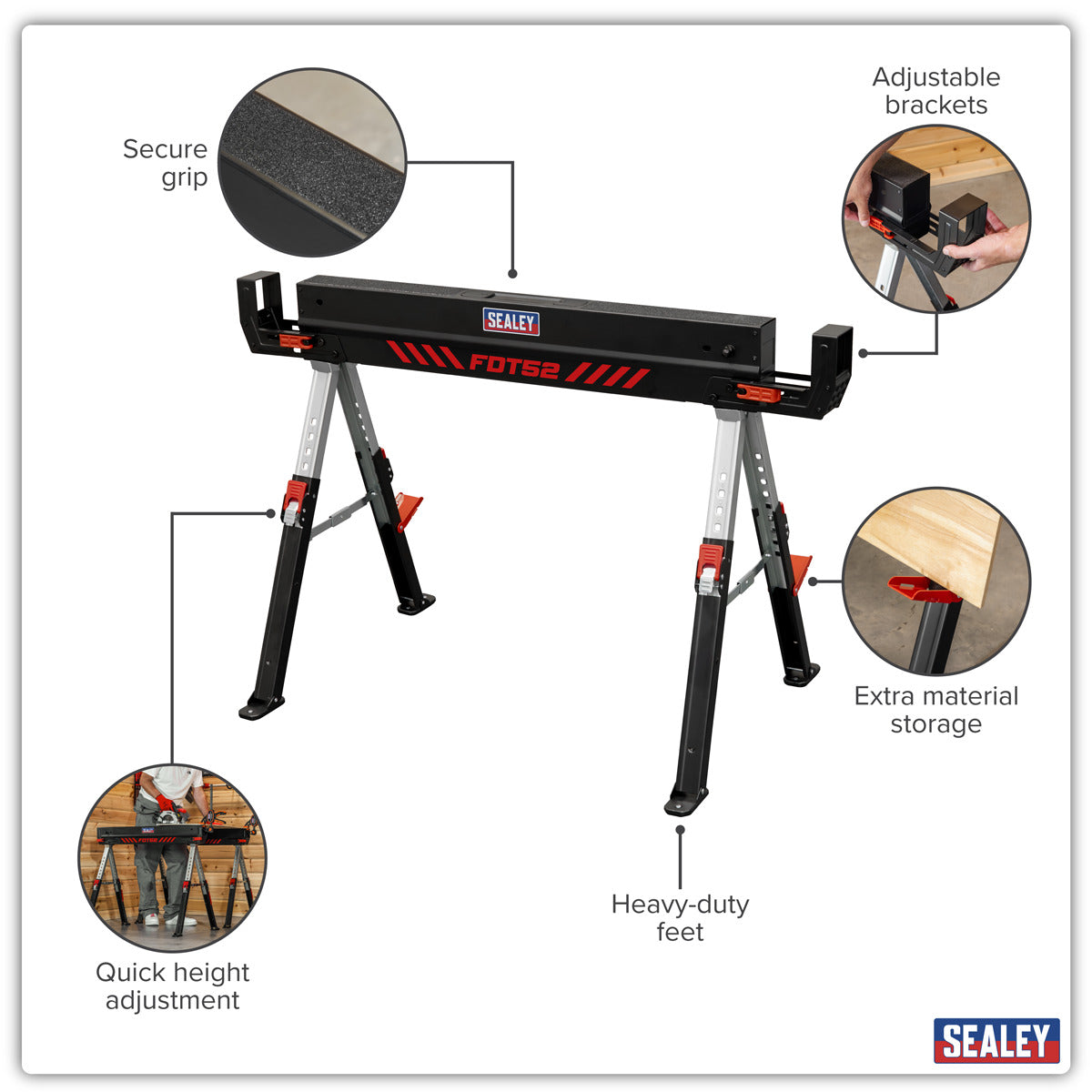 Sealey Adjustable Sawhorse Set 2pc FDT52