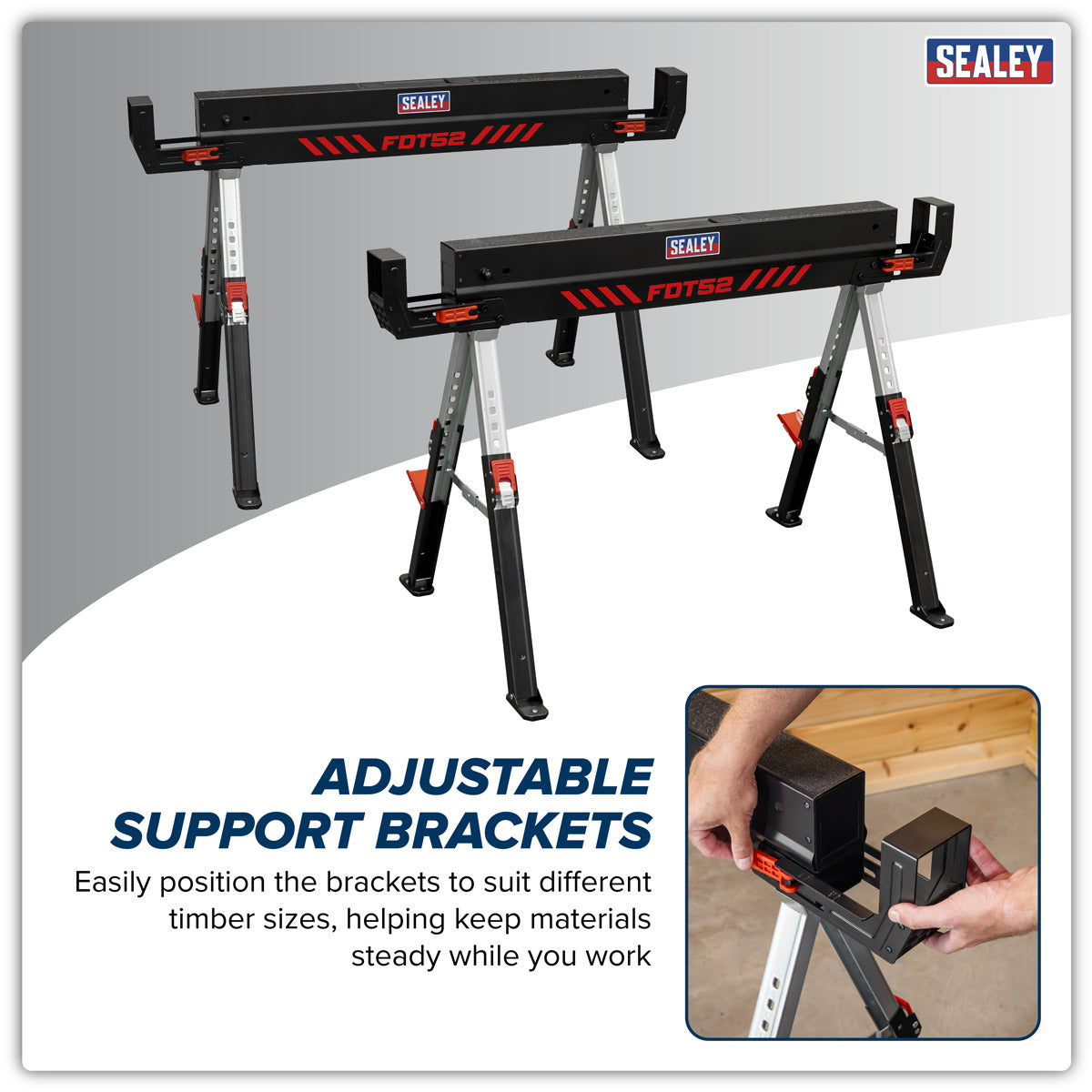 Sealey Adjustable Sawhorse Set 2pc FDT52