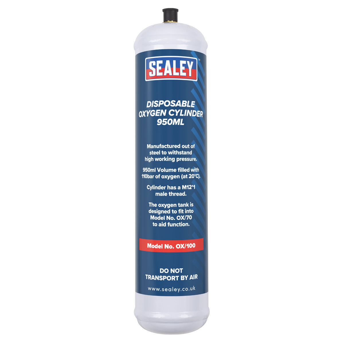 Sealey Disposable Oxygen Cylinder 950ml - Pack of 6 OX/1006
