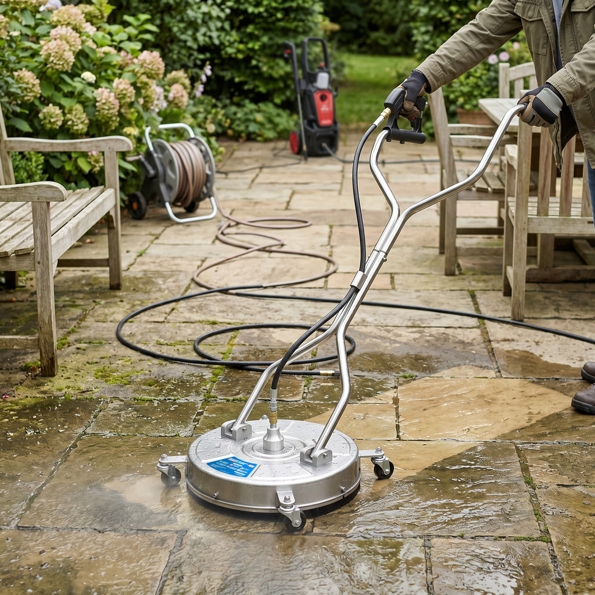 Sealey 18" Surface Cleaner with Dual Handle & Rotating Spray Bar - Stainless Steel PWAK18