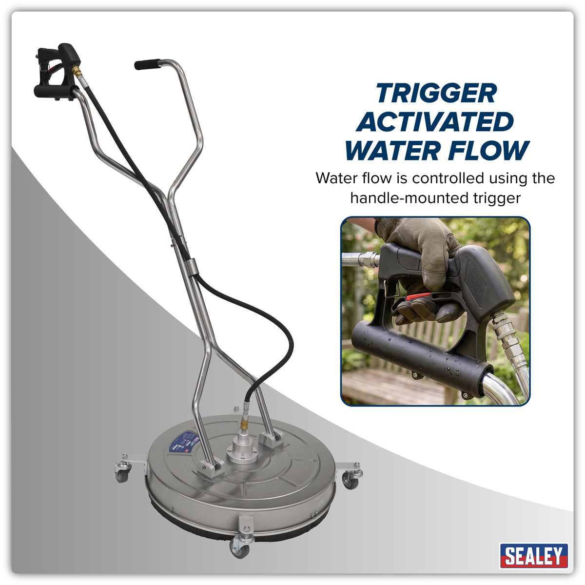Sealey 24" Surface Cleaner with Dual Handle & Rotating Spray Bar - Stainless Steel PWAK24