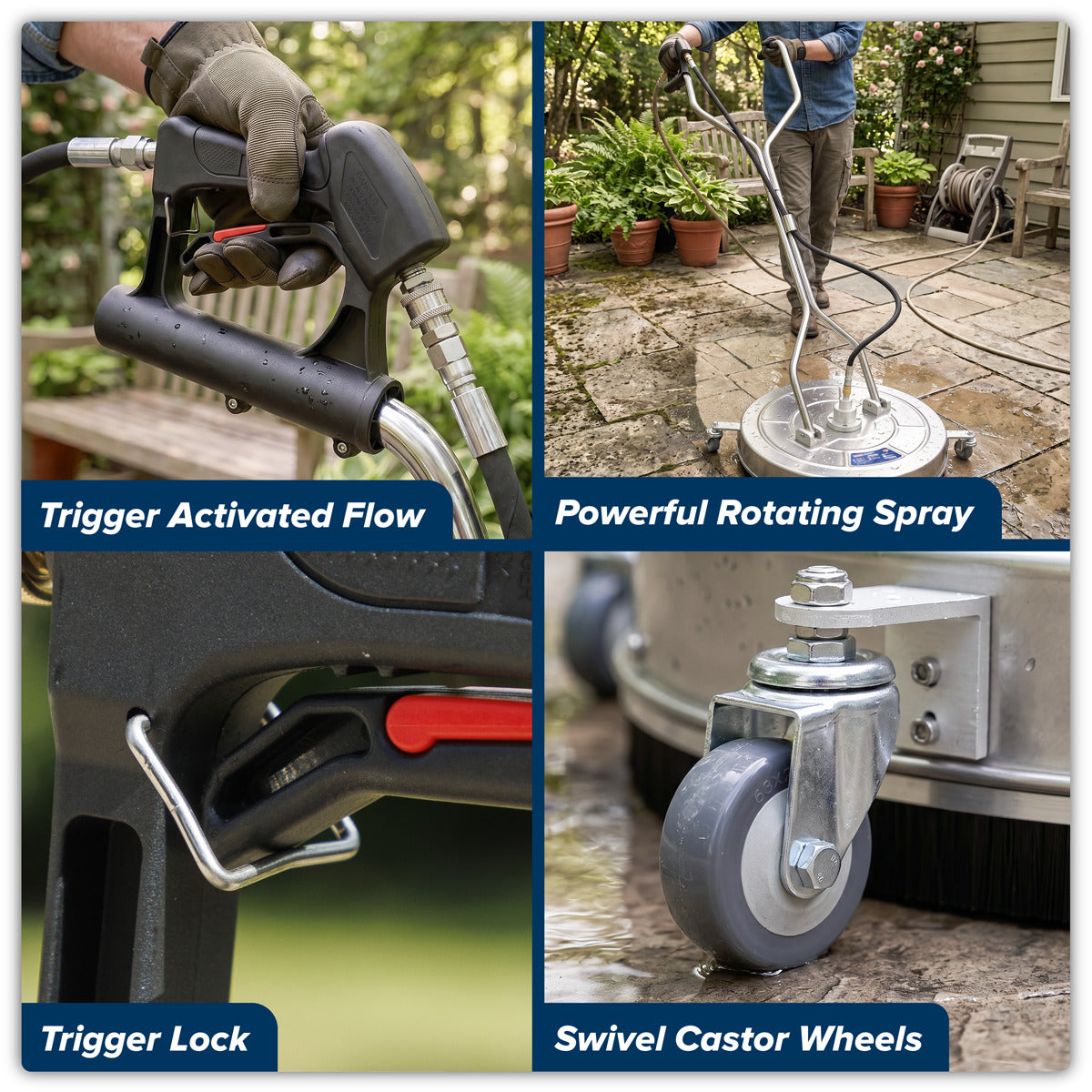 Sealey 24" Surface Cleaner with Dual Handle & Rotating Spray Bar - Stainless Steel PWAK24
