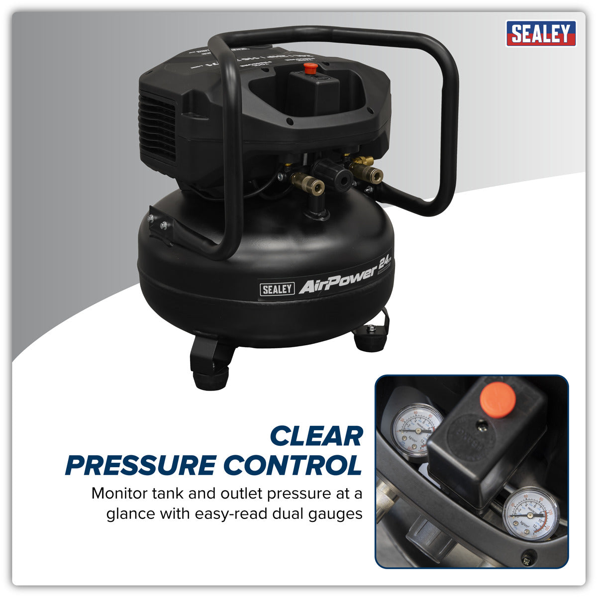 Sealey 24L Oil Free Belt Drive Vertical Compressor 2hp SAC24V