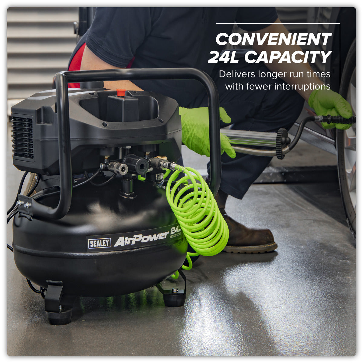 Sealey 24L Oil Free Belt Drive Vertical Compressor 2hp SAC24V